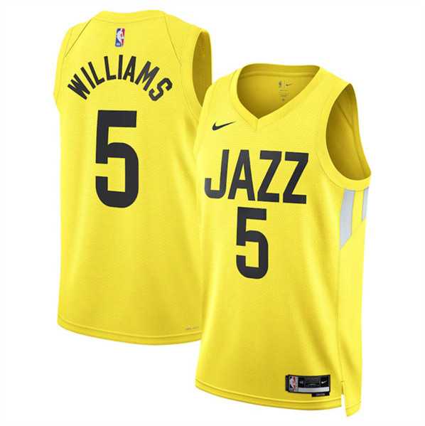 Men%27s Utah Jazz #5 Cody Williams Yellow 2024 Draft Association Edition Stitched Basketball Jersey Dzhi->toronto raptors->NBA Jersey